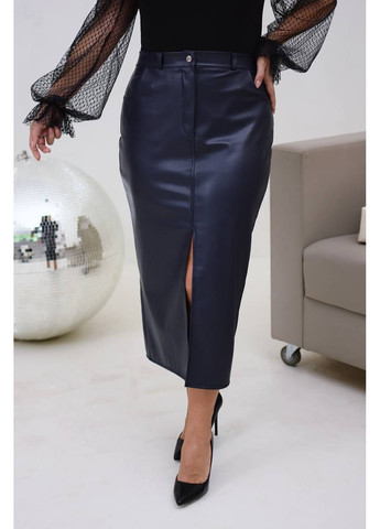 Синяя юбка из эко-кожи на флисе Osoblyva