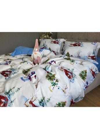 Постельное белье с резинкой NEW YEAR, сатин PREMIUM Евро размер, наволочки 70/70 No Brand (364219076)