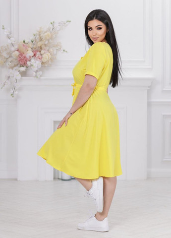 Жовтий повсякденний стильна сукня на ґудзиках Tik-Tak однотонна