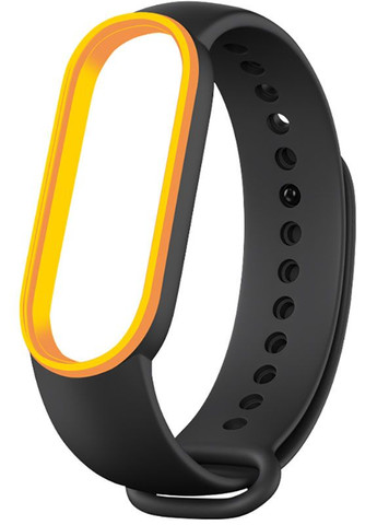 Ремешок Double Color Replacement Silicone Band For Xiaomi Mi Band 5/6/7 Black/Yellow Line UWatch (301472831)