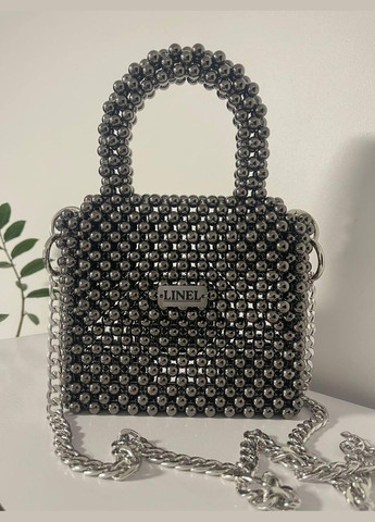 Сумка жіноча сіра з намистин ручна робота 021 Felicita (336377601)