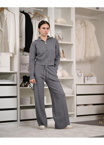 Женский вязаный костюм на молнии серый No Brand (368971419)