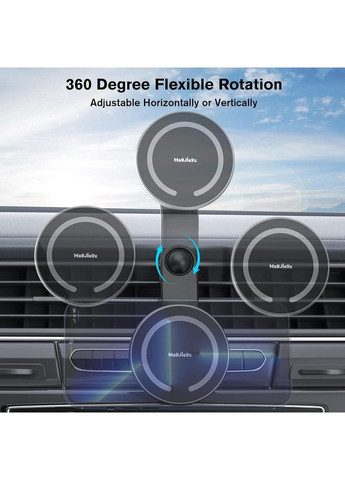 Автотримач для телефону з Magsafe магнітний поворотний 360°, на дефлектор та панель, сріблястий тримач в авто MAGJIEYX No Brand (359380435)