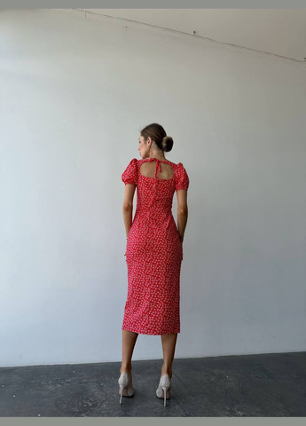 Красное кэжуал платье N.Family с цветочным принтом