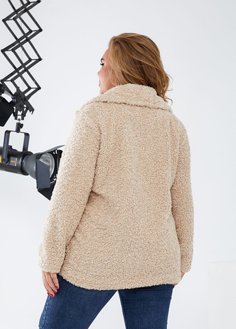 Бежеве Повсякденний, Кежуал напівпальто тедді однобортне No Brand однотонне