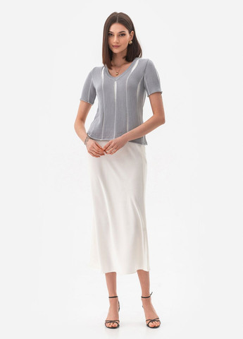 Сірий тонкий жіночий джемпер з вертикальним кольоровим візерунком. SVTR