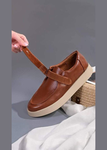 Loretta Туфли женские коричневые на липучках лоферы коричневый з искусственная кожа, китай — демисезон (346416461)