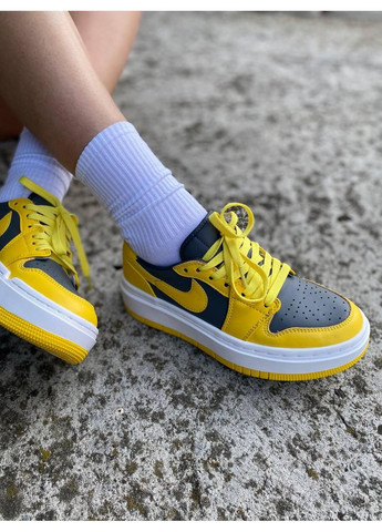 КРОССОВКИ ЖЕНСКИЕ NIKE AIR JORDAN 1 LOW ELEVATE YELLOW GREY DH7004-017 НАЙК АИР ДЖОРДАН No Brand серые демисезоны (368870125)