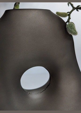 Ваза модерн скляна "Бублик" коричнева 23 см No Brand (346268657)