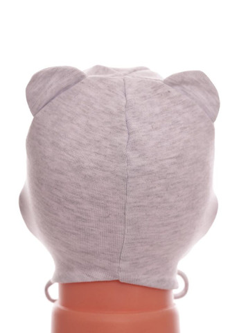 Шапка на зав'язках для хлопчика подвійний трикотаж Teddy Bear сіра 1м+ (50980) BABYKROHA (323469681)