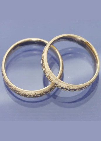 Золотистое женское и мужское кольцо роскошное обручальное колечко с оригинальными узорами 5 мм р 18 Fashion Jewelry (285110767)