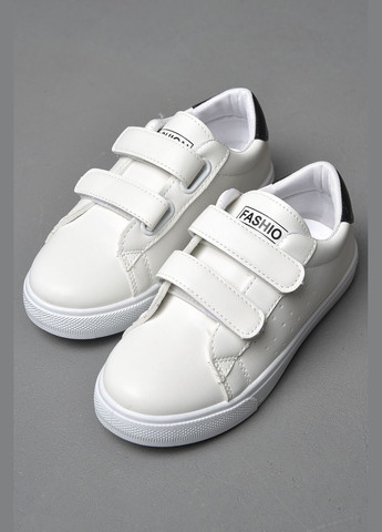 Белые демисезонные кроссовки детские белого цвета на липучках Let's Shop