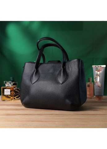 Сумка шоппер жіноча з натуральної шкіри на плече середня Чорний 39053 Shvigel (353302638)