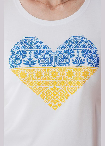 Біла патріотична жіноча футболка з серцем у жовто-блакитних кольорах xs–3xl, 3xl бавовна (301046784)