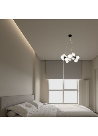 Чорна кругла люстра на 15 ламп з білими плафонами (84-1019-15 BK+WH) No Brand (370071905)