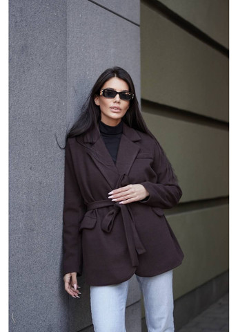 Коричневое демисезонное Пальто-пиджак из кашемира Adelante