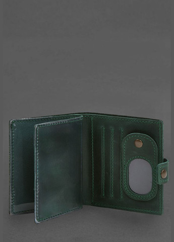 Кожаная обложка-портмоне для удостоверения офицера с карманом для жетона 11.1 зеленая Crazy Horse (A-028498) BlankNote (328961674)