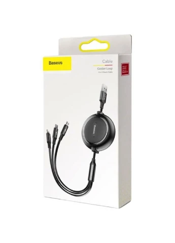 Кабель Three-in-One Elastic Data Cable USB for M+L+T 3.5A 1.2m (CAMLT-JH01) Baseus Golden Loop (372687151)