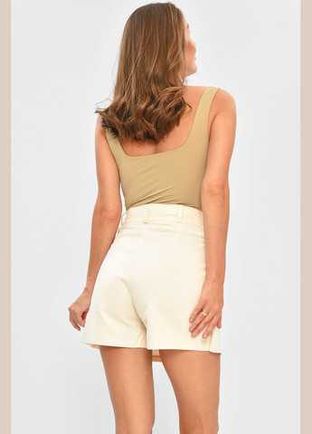Бежевая повседневная однотонная юбка-шорты женская однотонная бежевого цвета Let's Shop а-силуэта (трапеция)
