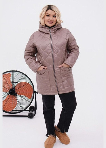 Бежева женская теплая стеганная куртка цвет мокко р.50/52 449448 New Trend