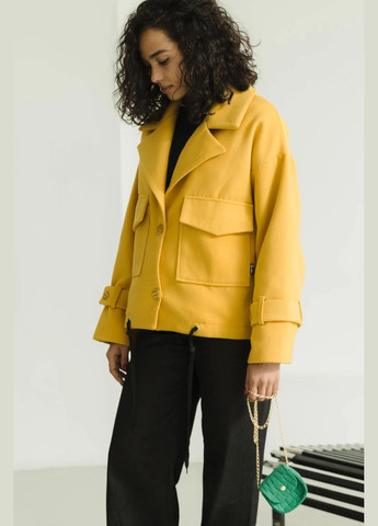 Горчичное демисезонное Укороченное пальто Seventeen