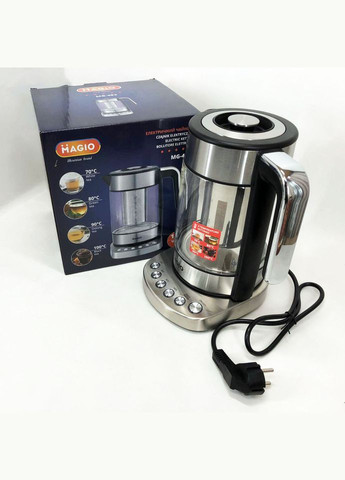 Электрочайник MG-494, чайник прозрачный с подсветкой, чайник дисковый, электрочайник с подсветкой Magio (364663905)