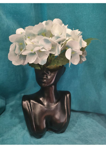 Чорна ваза жіночий бюст зі штучною гортензією Handmade (361895932)