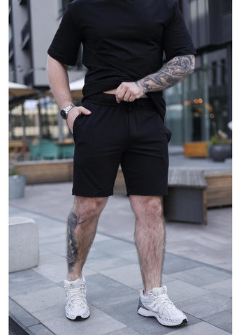 Черный летний мужской хлопковый качественный комплект на лето, шорты и футболка для тренировок отдыха с шортами Intruder