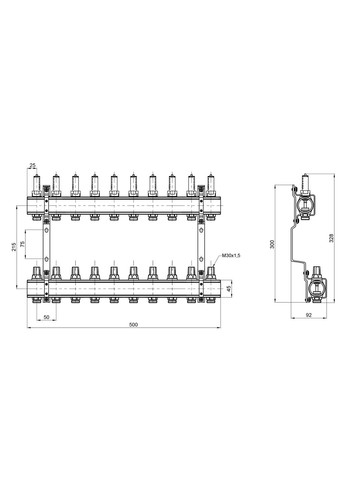Коллектор с расходомерами Forte 1" 10 выходов SD Forte SF001W10 (341326325)