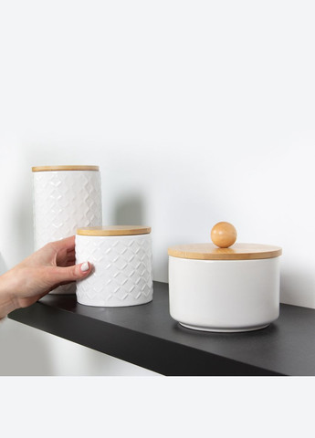 Емкость для хранения MY HOME 450 мл Белая (KP-18 S WHITE/WOOD) МВМ (363256463)