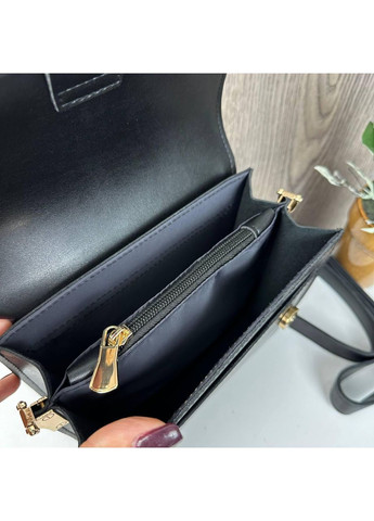 Жіноча міні сумочка клатч рептилія лакова чорна екошкіра ProDobro (363260097)