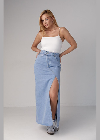 Джинсова спідниця з розрізом та бічним гульфіком Lurex (293814159)