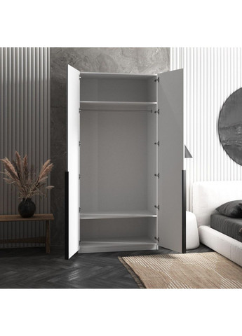 Відкривна шафа дводверна із штангою для одягу та полицями 1000x2200x500 біла (hm-25-wh) VAYS (363134727)