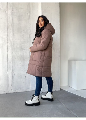 Светло-коричневая зимняя зимнее пальто из водоотталкивающей плащевки эмми — замеры в описании. куртка-пальто GD/GL Модний простір