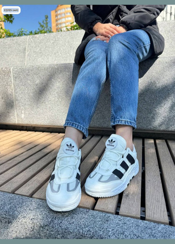 Кроси Адіки з сіткою біло чорні No Brand чорно-білі демісезони (331769068)