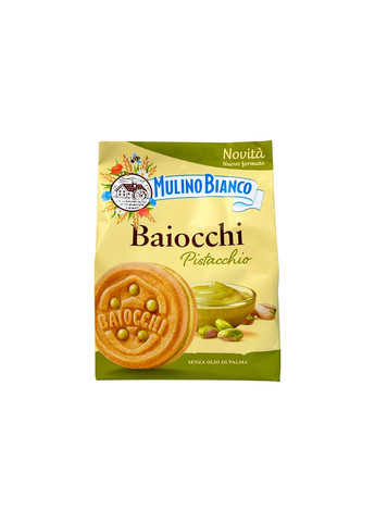 Печиво пісочне сендвіч з фісташковим кремом baiocchi pistacchio, 240 г Mulino Bianco (369144618)