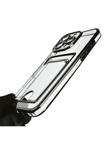 Чохол для iPhone 16 Pro Max із чорною окантовкою з кишенькою для карток на айфон 16 про макс чорний Apple (366020582)