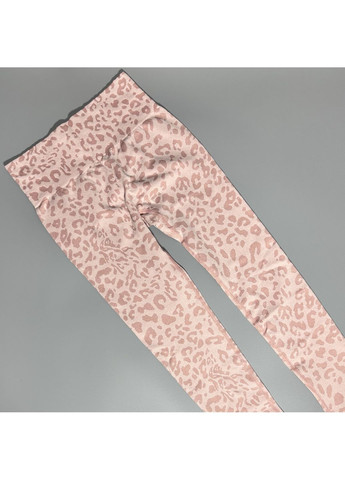 Розовые женские спортивные леггинсы (лосины) леопард принт для фитнеса и йоги No Brand