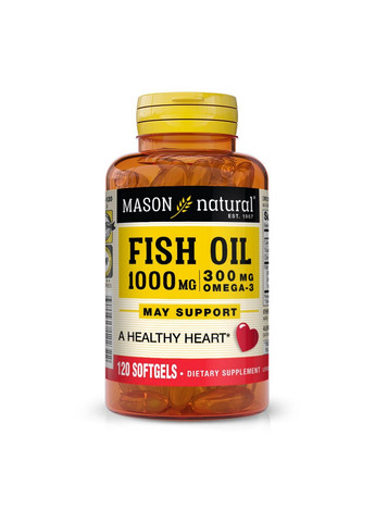 Жирні кислоти Fish Oil 1000 mg Omega 300 mg, 120 капсул Mason Natural (293340407)