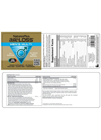Мультивітаміни для Чоловіків, AgeLoss,, 90 таблеток Natures Plus (326054221)