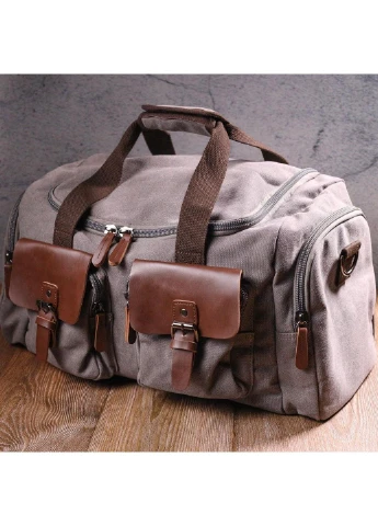 Вместительная дорожная сумка из текстиля 21238 Серая Vintage (385210989)