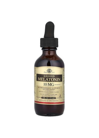 Мелатонін рідкий натуральний чорна вишня (Liquid Melatonin Natural Black Cherry Flavor) 10 мг 59 мл Solgar (361118112)
