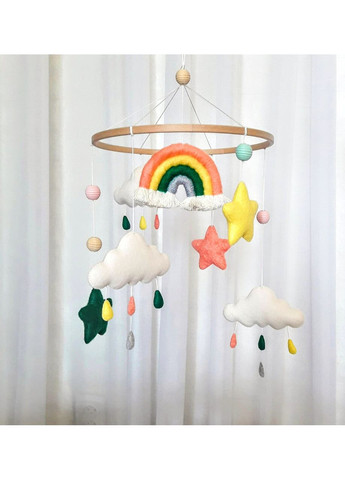 Дитячий мобіль із фетру Веселка ручної роботи, Фетровий мобіль у ліжечко No Brand (362679084)
