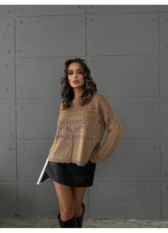 Светло-коричневый демисезонный 🤍 стильный свитер из хлопка – идеален для ежедневных и праздничных образов! размерная сетка в описании DK/DL Мода без кордонів