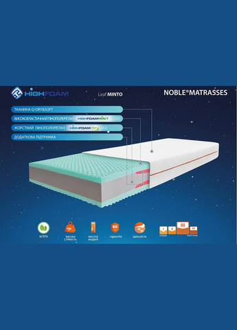 Матрац ортопедичний Noble Aurum Minto 140х190 см безпружинний (EVR-5330) HighFoam (305004570)
