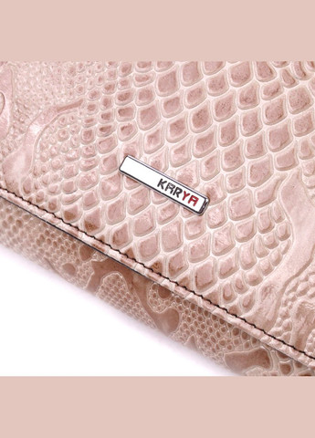 Женский кошелек из лакированной фактурной кожи с монетницей 21430 Бежевый Karya (306882153)