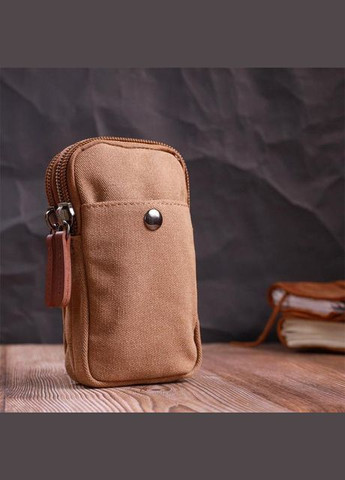 Сумка чоловіча Барсетка з металевим карабіном із текстилю Коричневий Vintage (317365284)