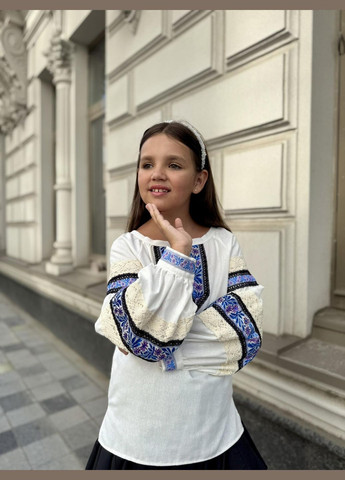 Белая блузка в этно стиле IRmAS узор однотонный вискоза, лен (344575260)