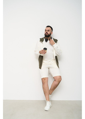 Спортивний костюм чоловічий ТРІЙКА літо SUMMER з кофтою на замку + шорти + футболка молочний хакі Handy Wear (293275173)
