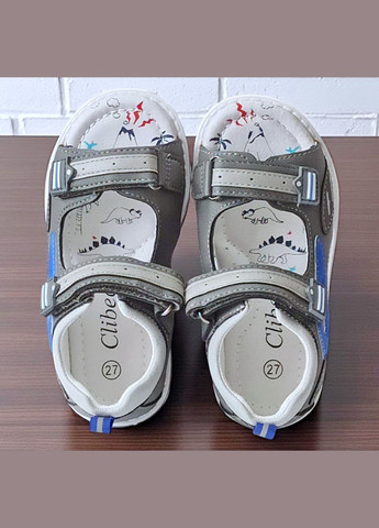 Серые спортивные, повседневные ортопедические открытые босоножки сандалии на липучках для мальчика Clibee на липучке